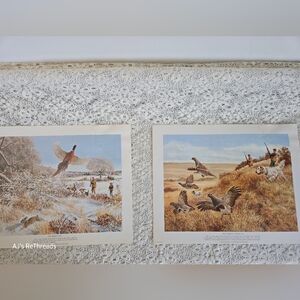 Vintage Wildlife Hunting Scene Lithograph Prints (Set of 2) – Rustic Nature Wall